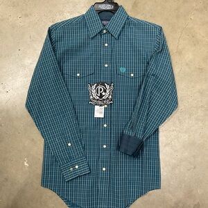 Panhandle Slim Blue Plaid Casual Shirt